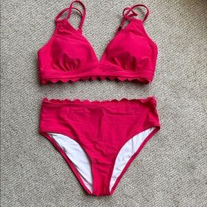 Vibrant Pink Scalloped Bikini Set